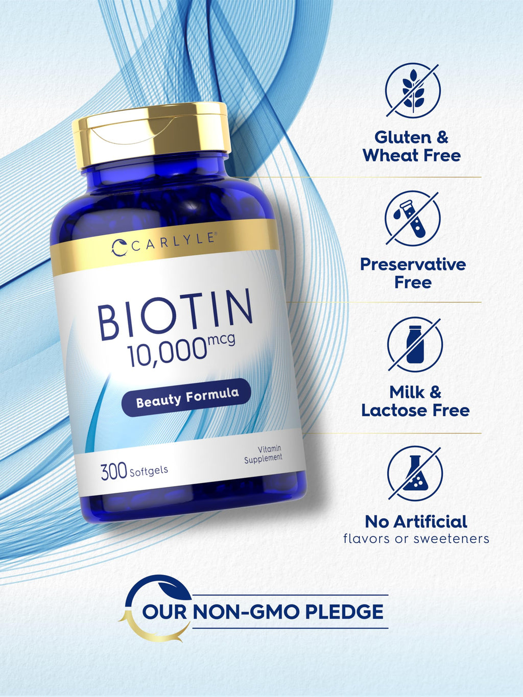 Carlyle Biotin 10000mcg - 300 Softgels - image 5