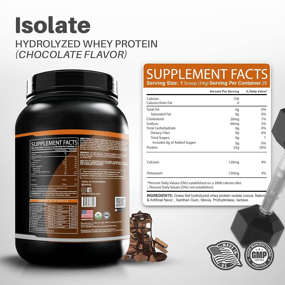 M+S Whey Protein Isolate Powder Chocolate Grass Fed - 29 Servings - image 2