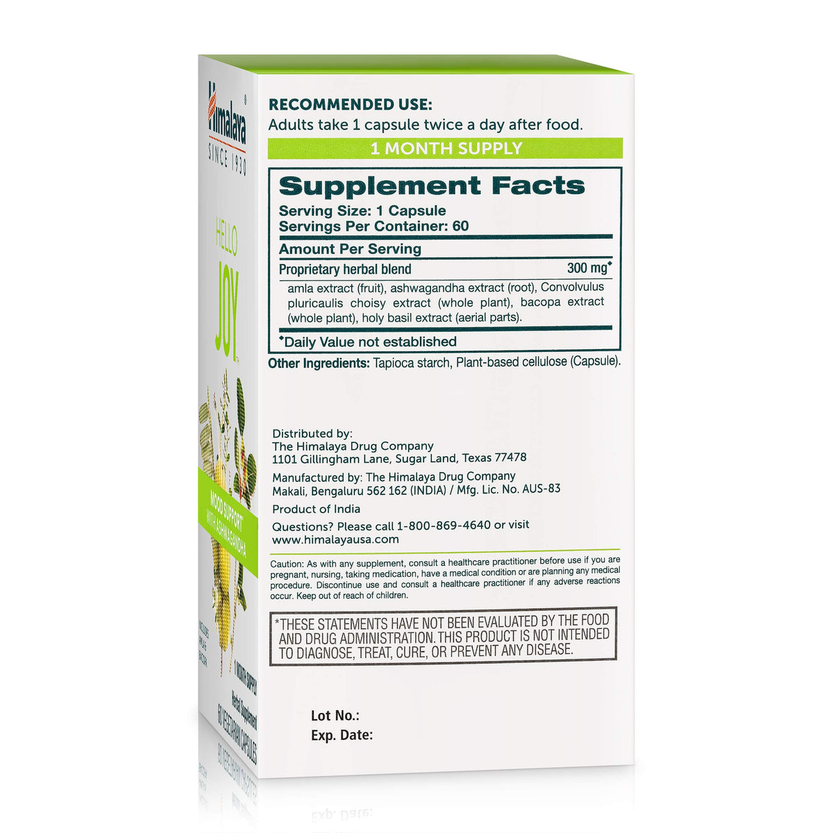 Himalaya Hello Joy Herbal Supplement Stress Relief - 60 Capsules - image 2