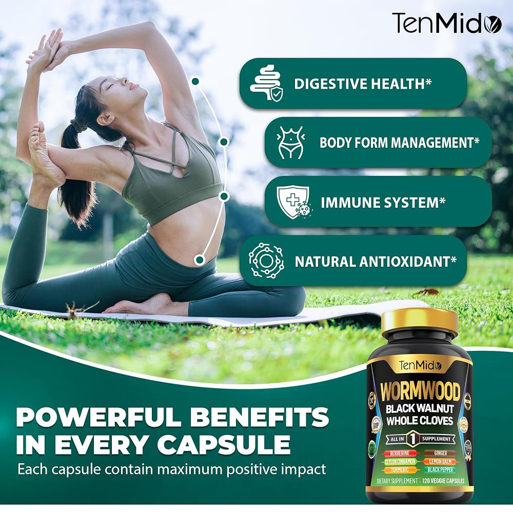 Tenmido Wormwood Black Walnut Clove Capsules - 120 Capsules - image 5