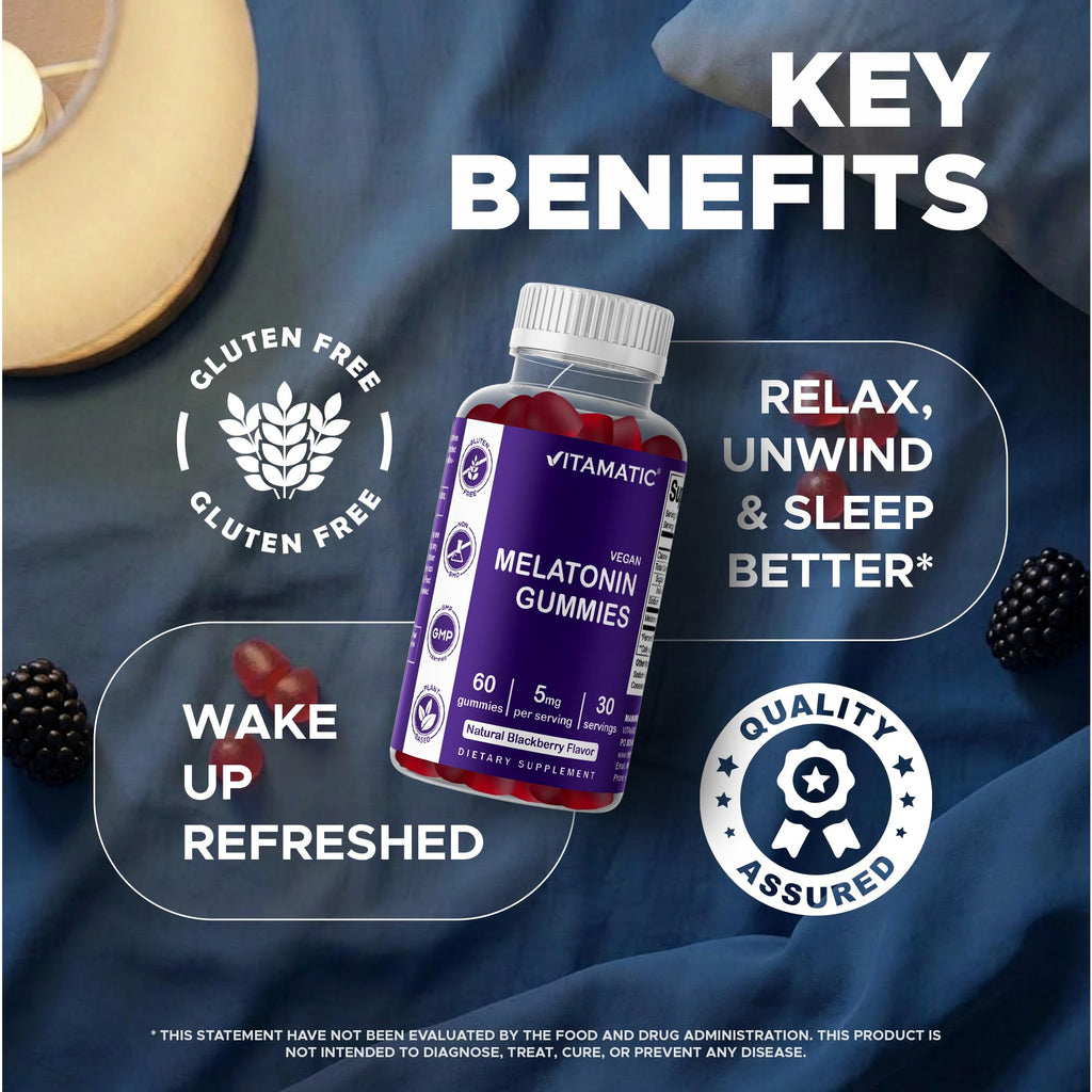 Vitamatic Vegan Melatonin Gummies 5 mg Sleep Support - 60 Gummies - image 6