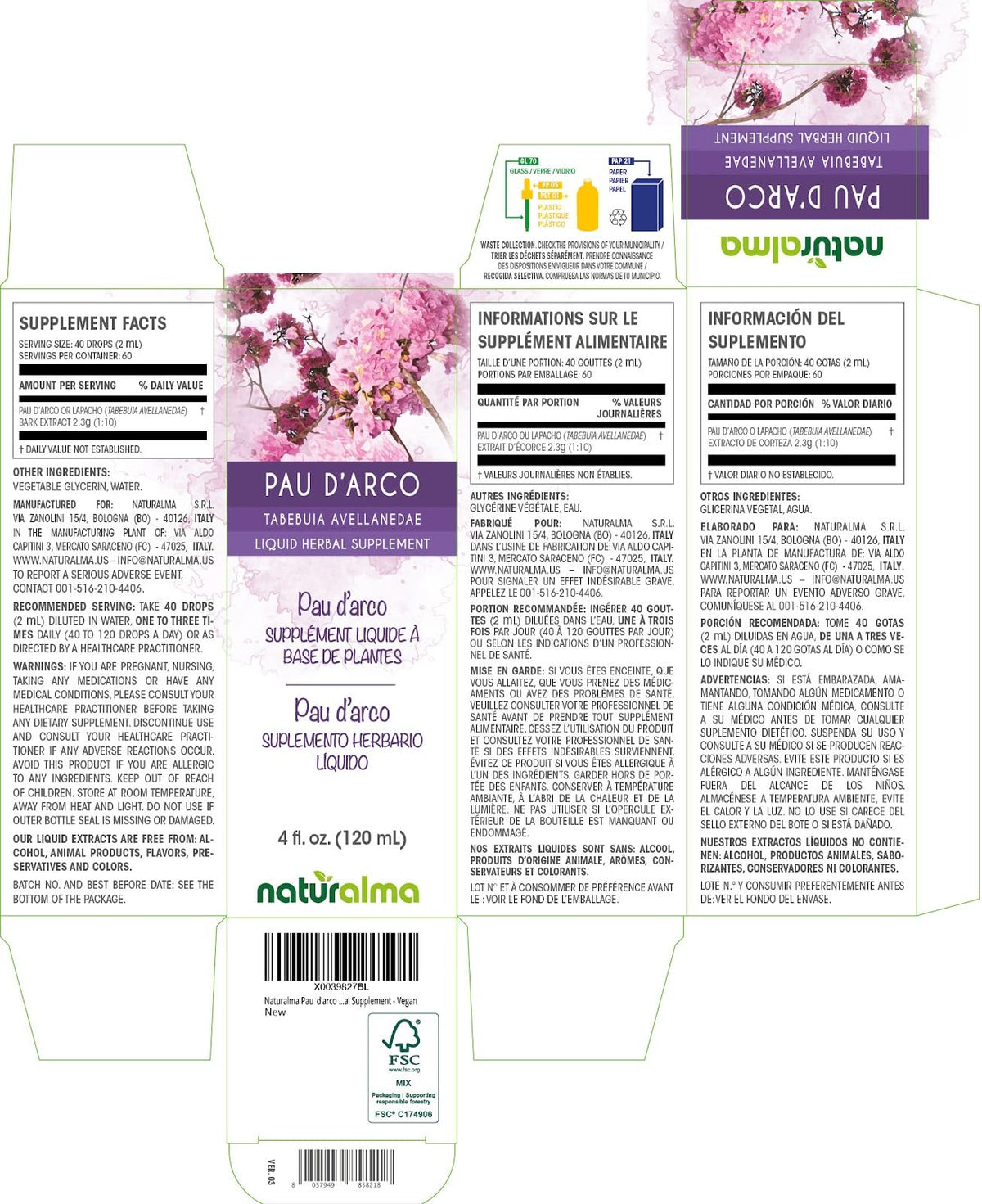 Naturalma Pau d'Arco Bark Herbal Tincture - 4 fl oz - image 2
