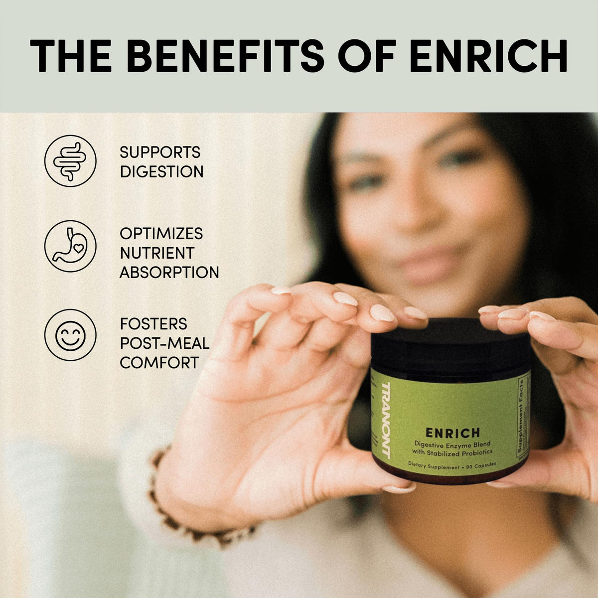 Tranont Enrich Digestive Enzymes with Probiotics - 90 Capsules - image 4