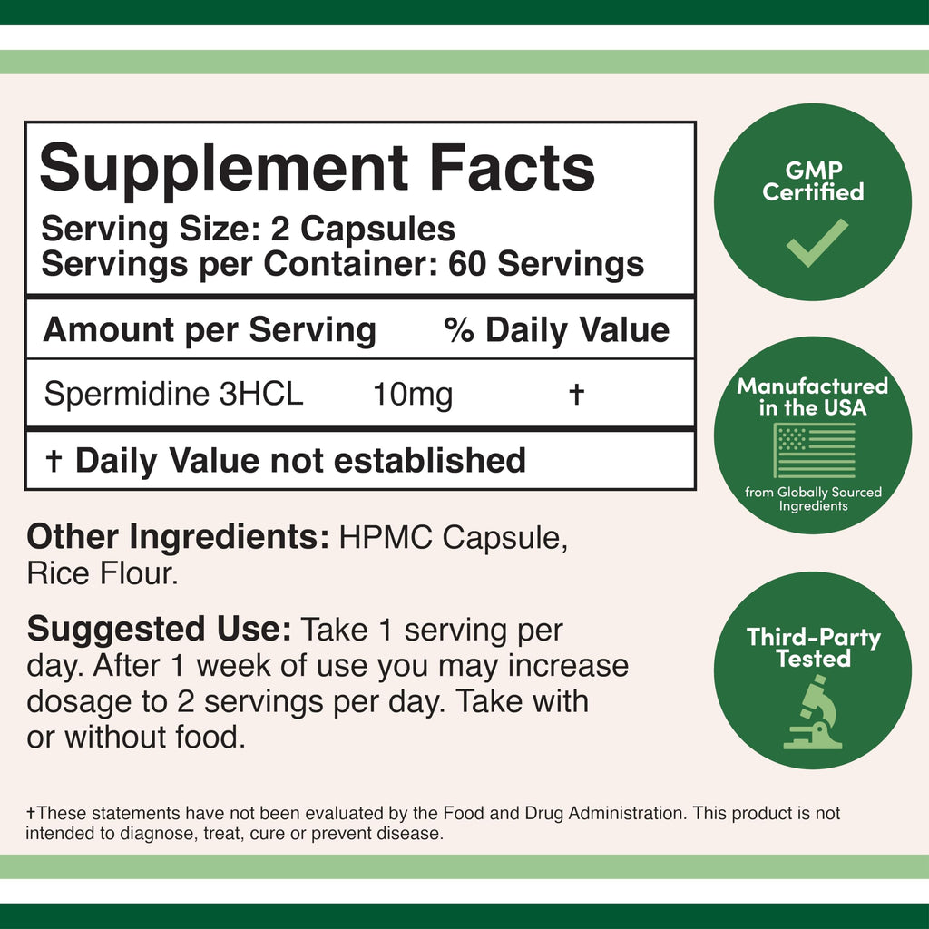 Double Wood Supplements Spermidine 10mg Extra Strength - 120 Capsules - image 2