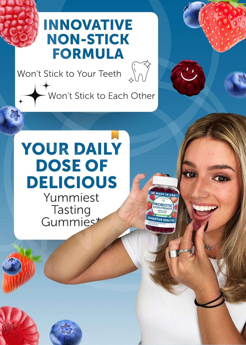 Lunakai Probiotic Gummies for Gut Health Support - 60 Count - image 3