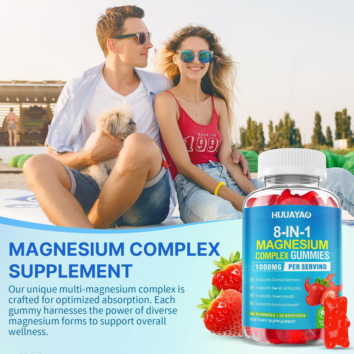 HUUAYAO Magnesium Complex Gummies - 120 Count - image 5