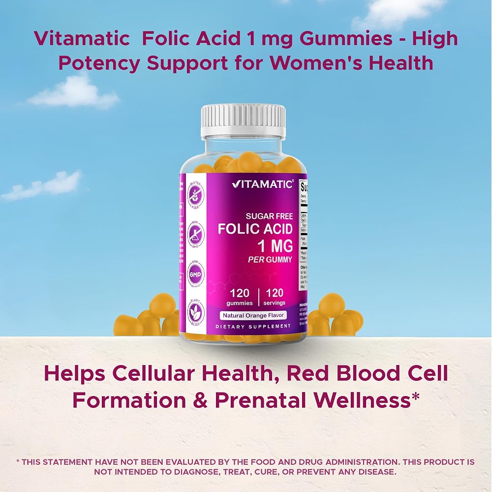 Vitamatic Folic Acid Gummies 1000 mcg (1 mg) - an Essential Prenatal - image 6