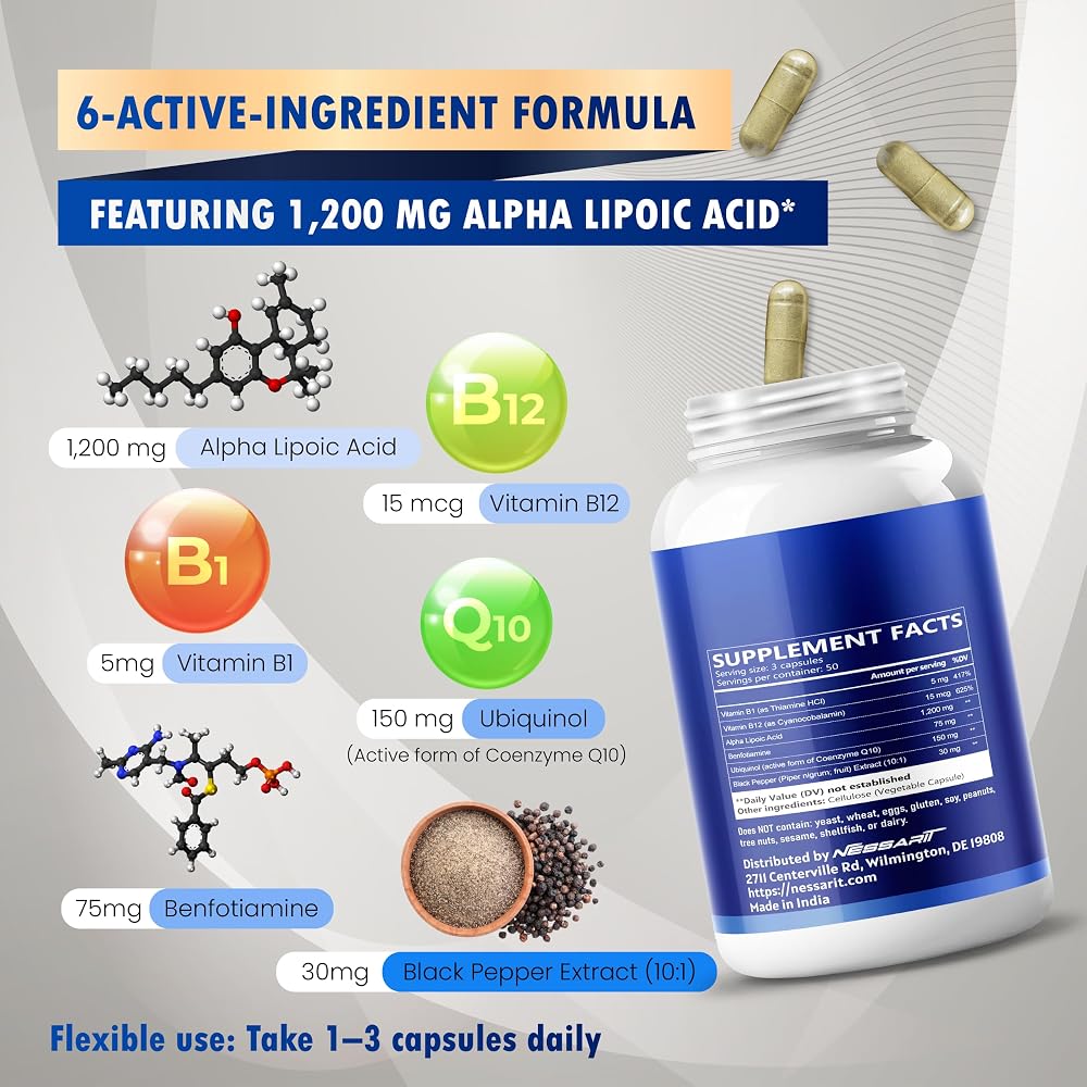 Nessarit Alpha Lipoic Acid Complex with Ubiquinol - 150 Capsules - image 4