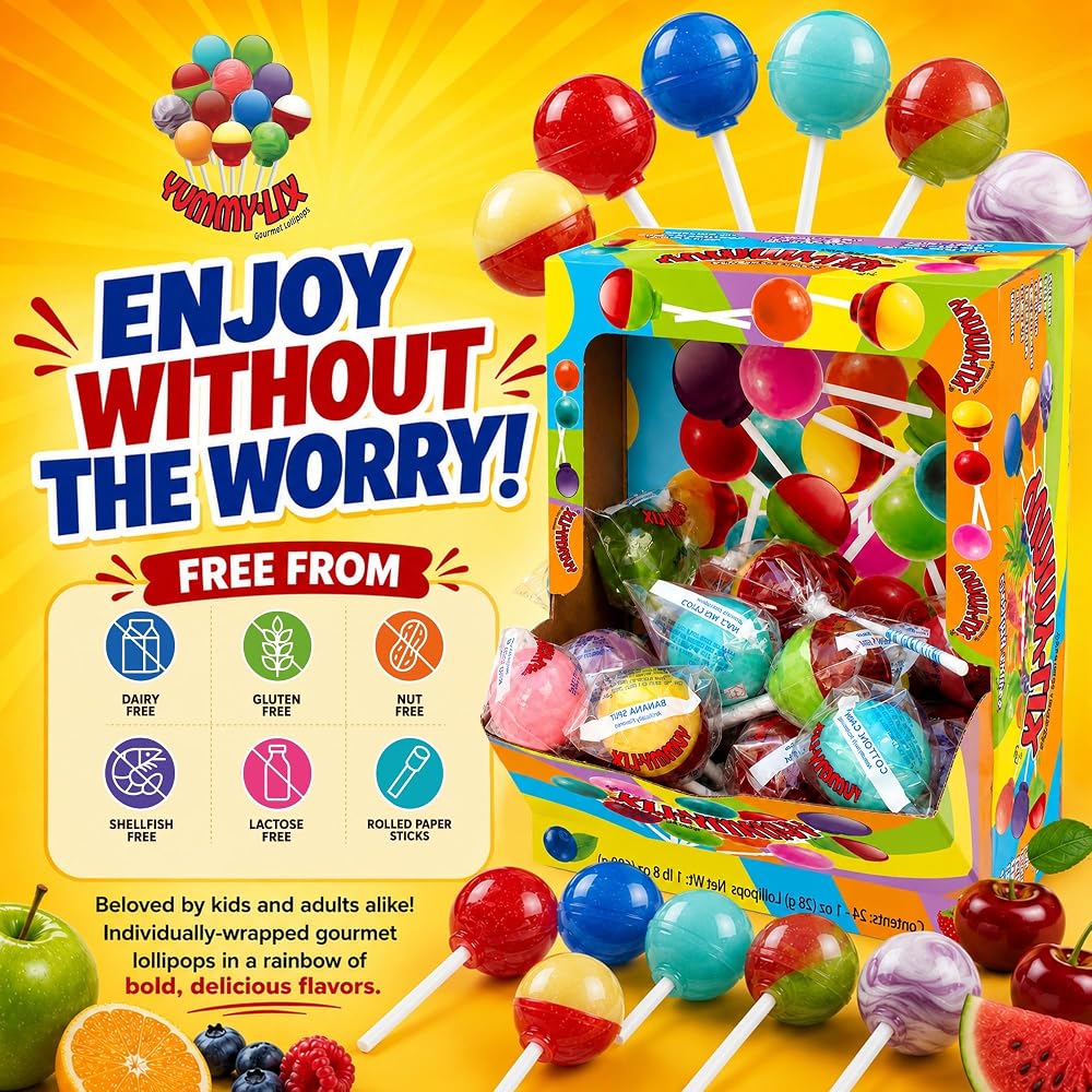 Yummy Lix Gourmet Round Lollipops Assorted Flavors - 80 Count - image 4