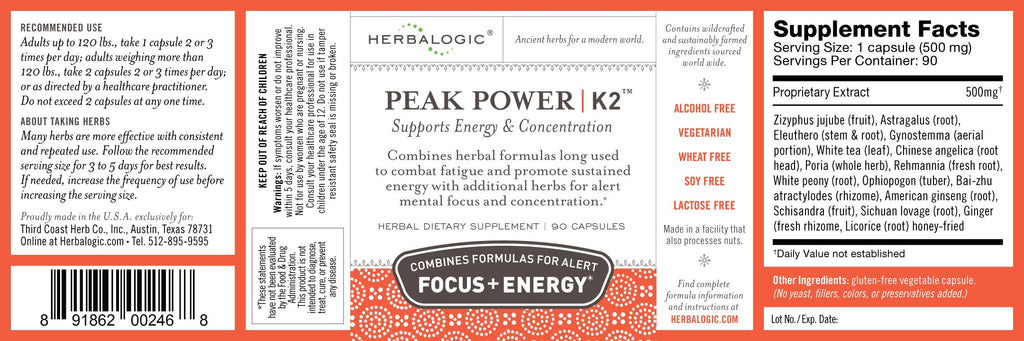 Herbalogic Peak Power Capsules Natural Energy & Focus - 90 Capsules - image 2