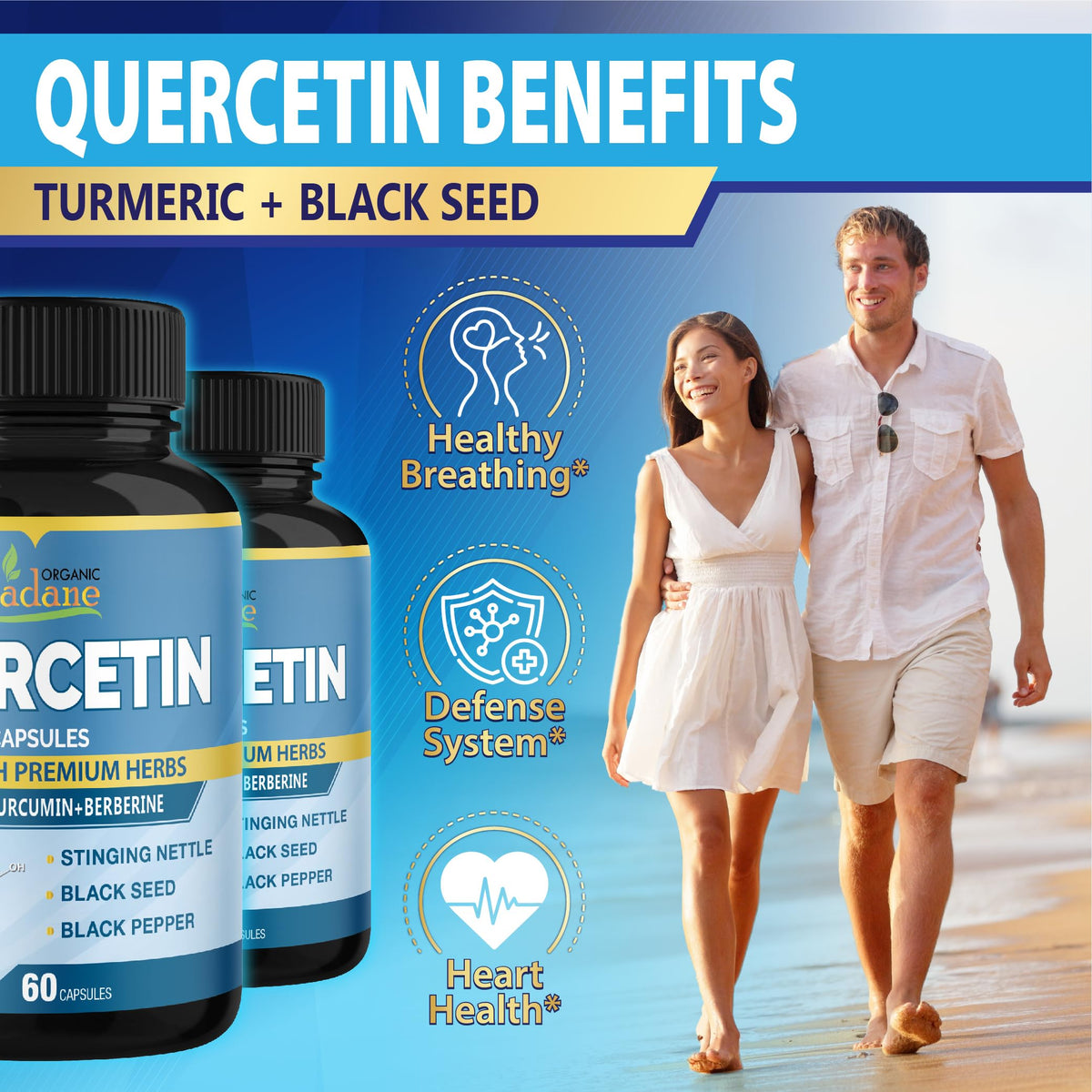 Organic Cadane Quercetin with Turmeric & Berberine - 120 Capsules - image 4