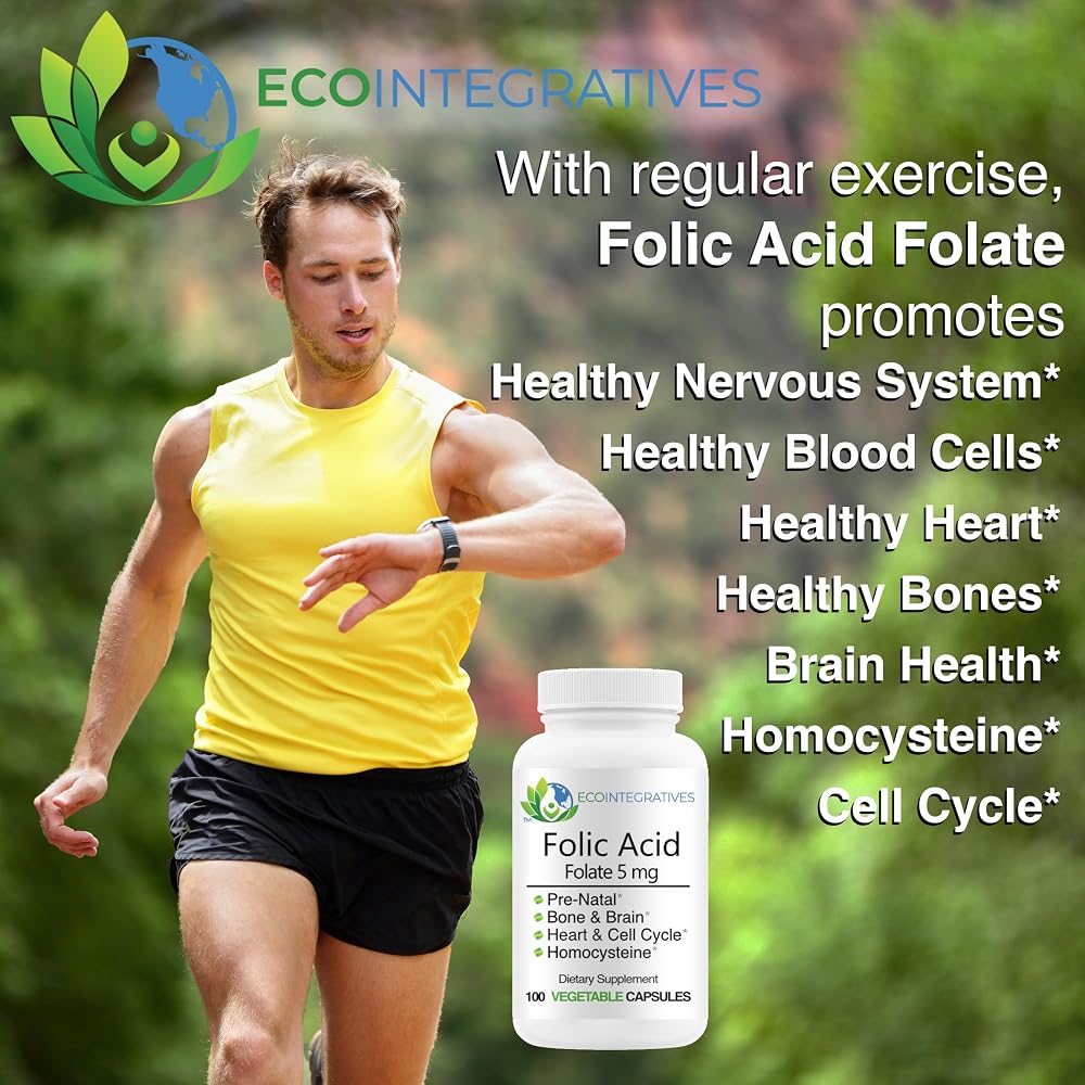 EcoIntegratives Folic Acid Folate 5mg - 100 Vegetable Capsules - image 4