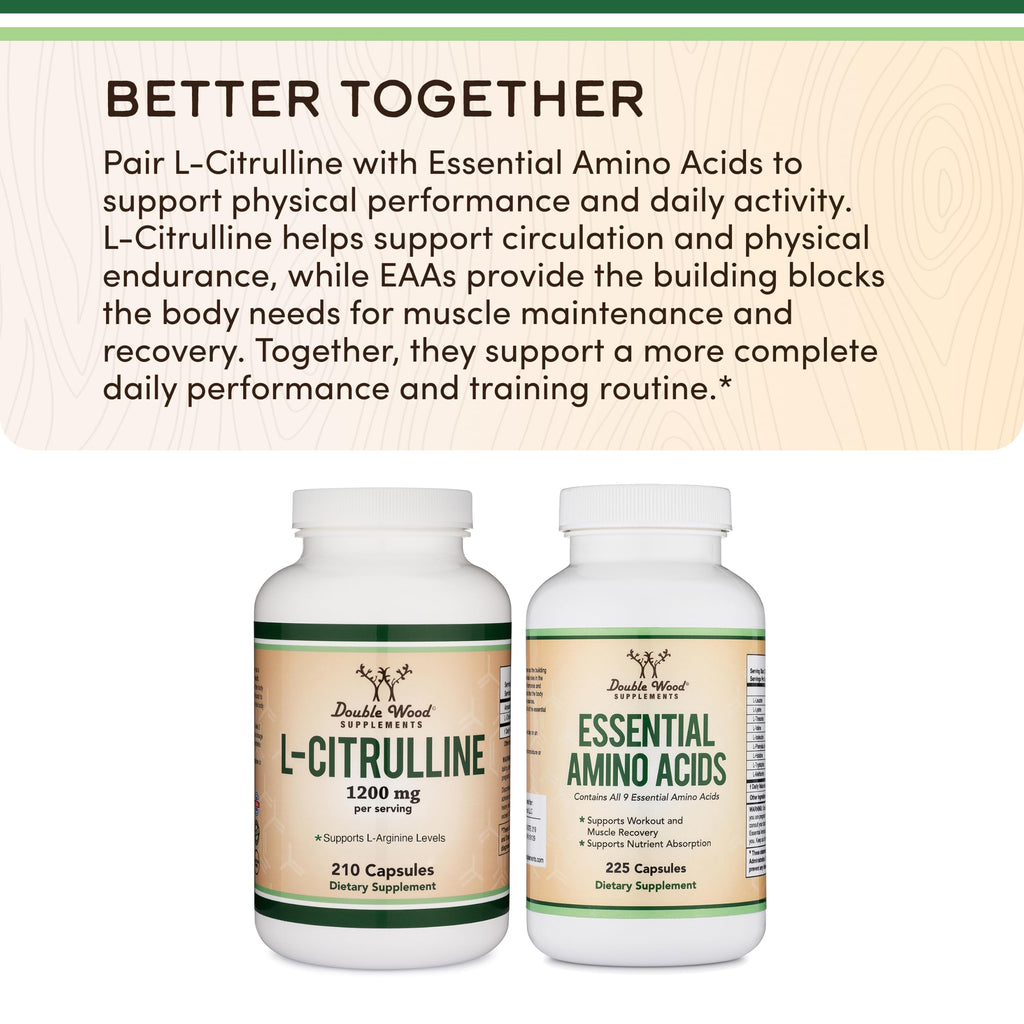 Double Wood Supplements L-Citrulline 1,200mg Nitric Oxide - 210 Capsules - image 8