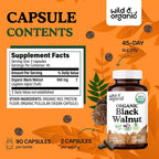 Wild & Organic USDA Organic Black Walnut Capsules 900 mg - Detox - image 3