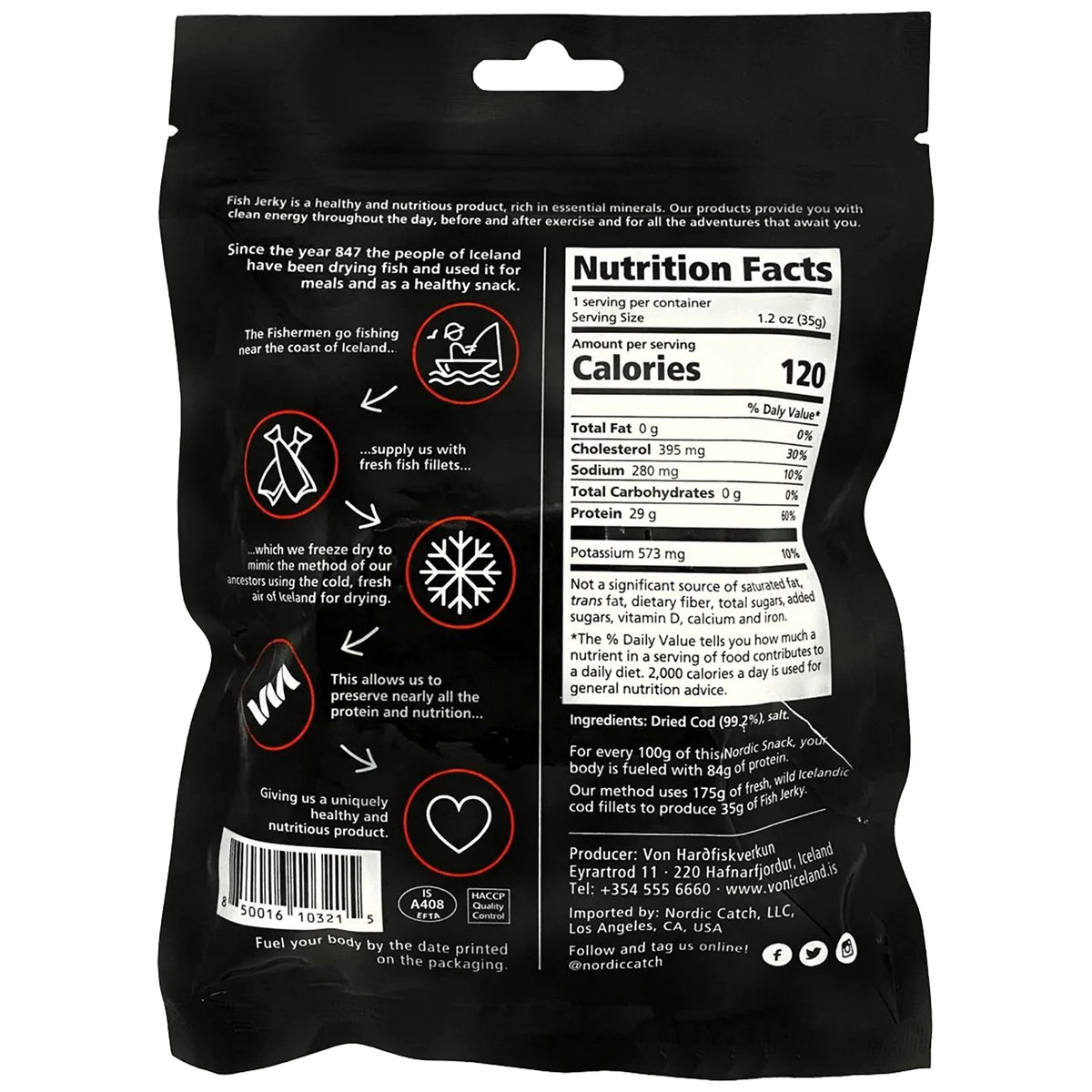 Nordic Catch Dried Cod Bites (Hardfiskur) Fish Jerky High Protein