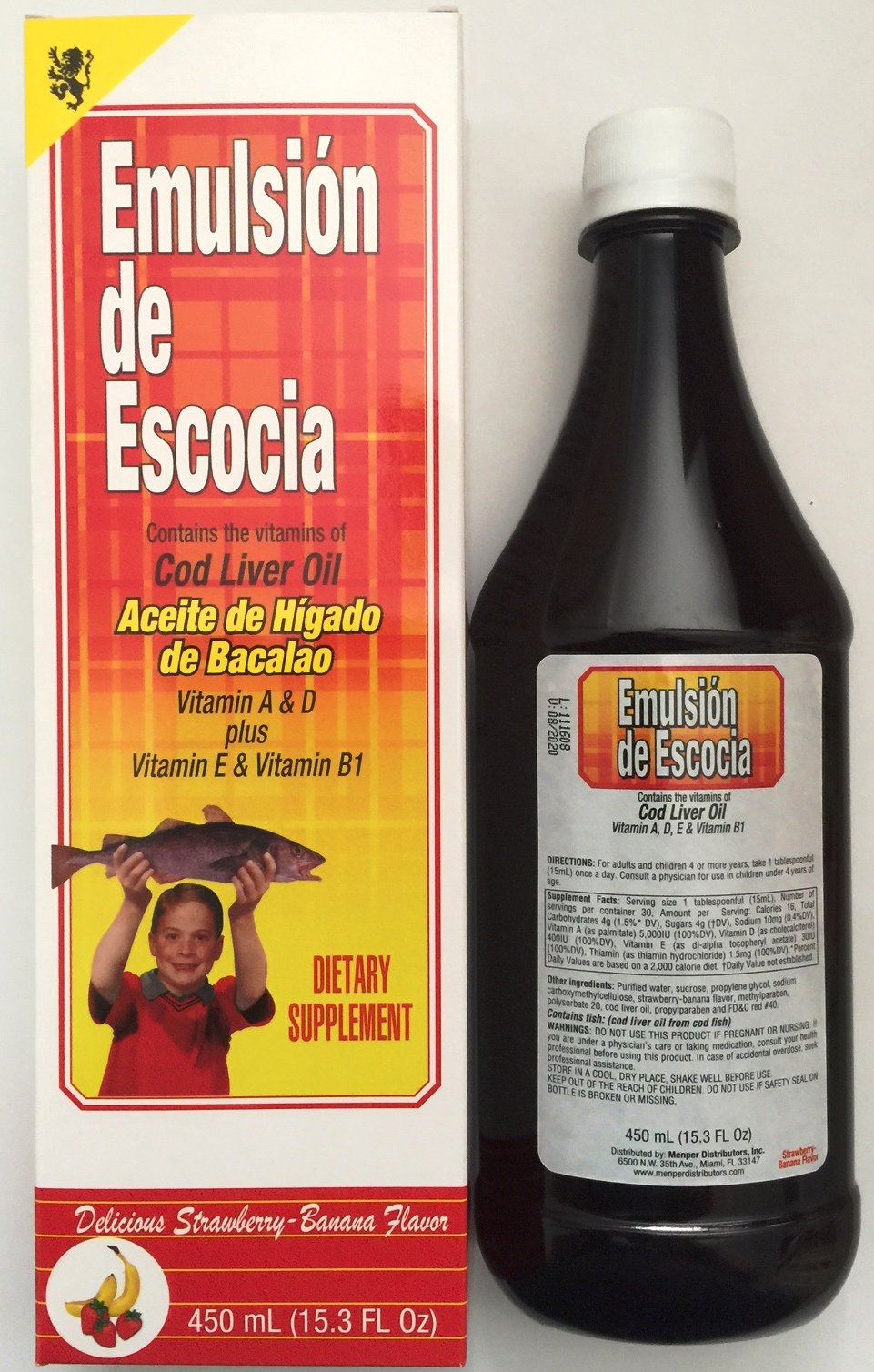 Menper Emulsion De Escocia Cod Liver Oil Strawberry Banana - 2 Pack - image 2