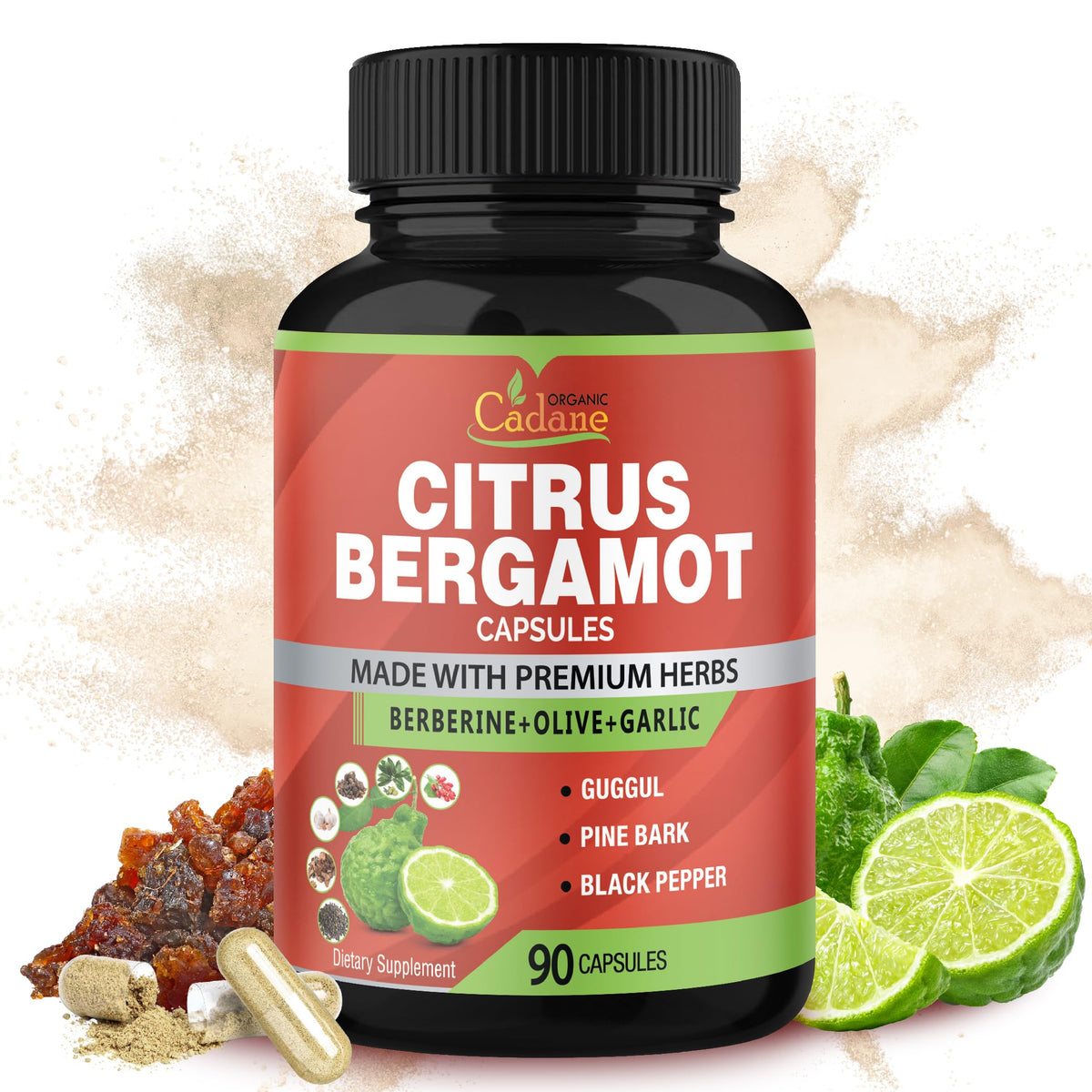 Organic Cadane Citrus Bergamot Supplement Extract - 90 Capsules