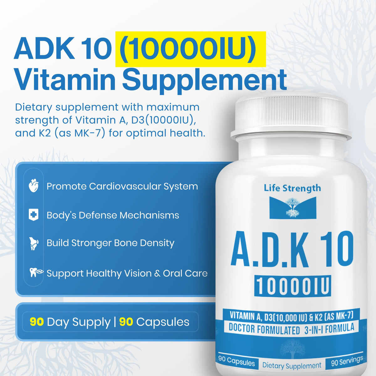 LifeStrength ADK 10 Double Strength 90 CT Physician Formulated