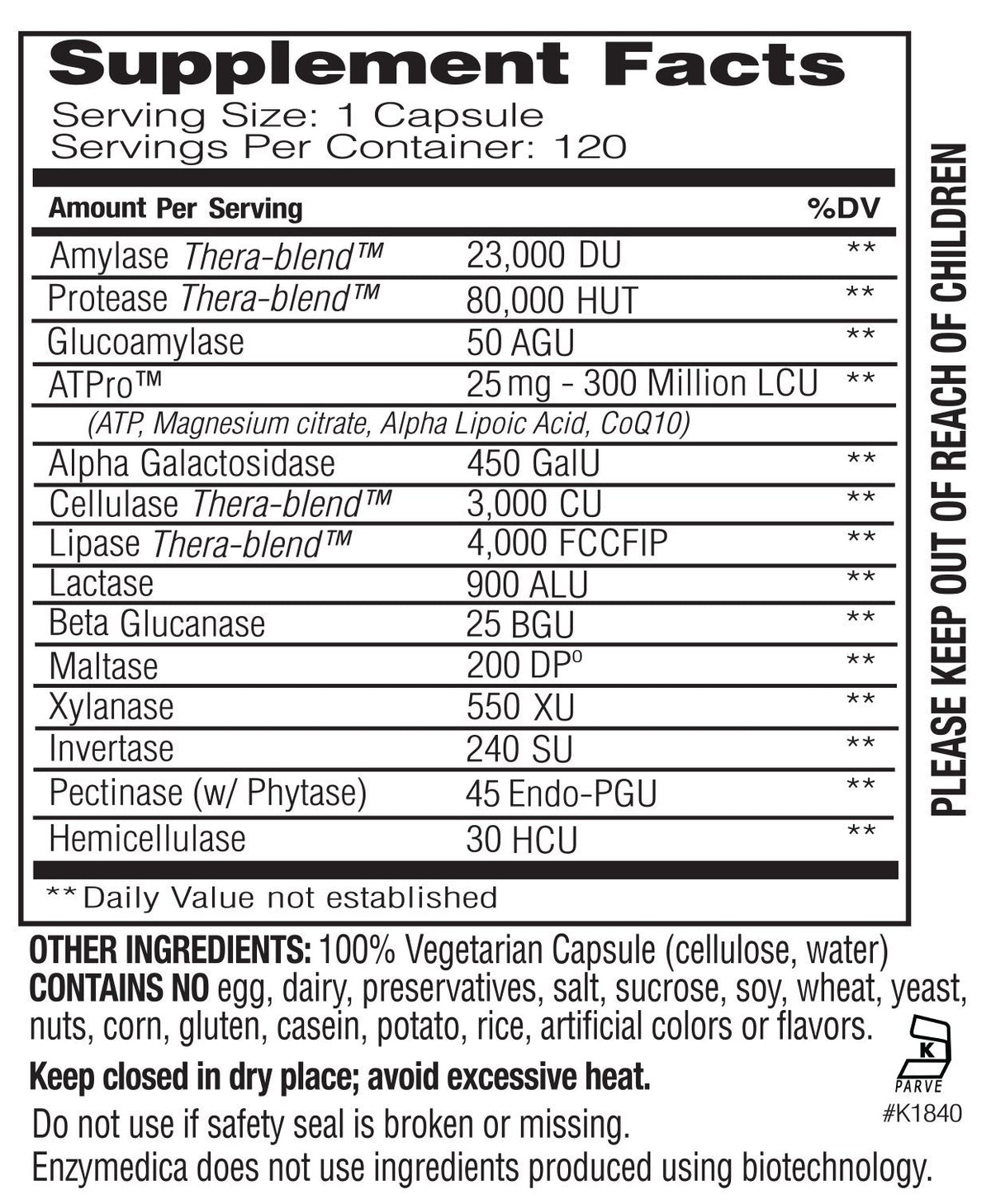 Enzymedica Digest Gold + ATPro Maximum Strength Enzyme - 120 Capsules - image 3