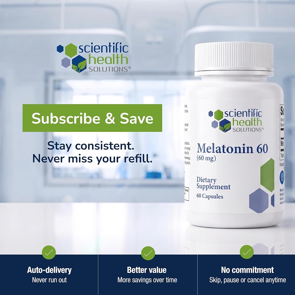 Scientific Health Solutions Melatonin 60mg Sleep Aid - 120 Capsules - image 5
