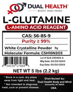 Dual Health L-Glutamine Pure Powder 5000mg - 5 lbs - image 2