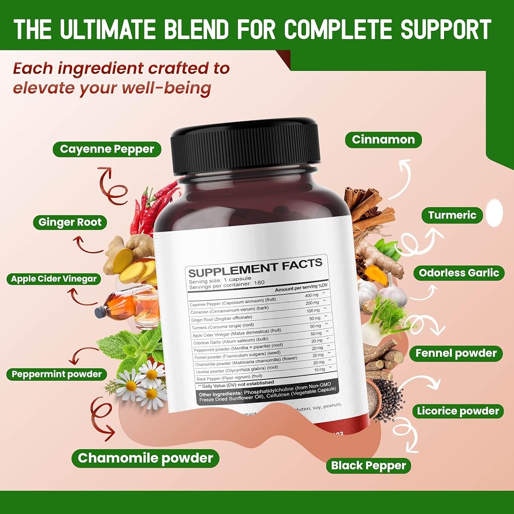 HarmoVira Liposomal Cayenne Pepper 11-in-1 Heart Wellness - 180 Capsules - image 3