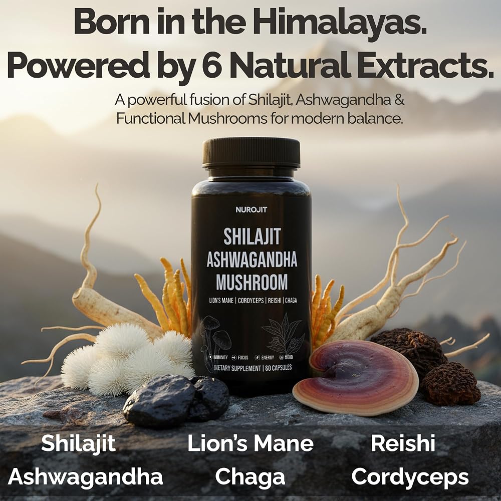 NuroJit Shilajit Ashwagandha Mushroom Capsules - 60 Capsules - image 7
