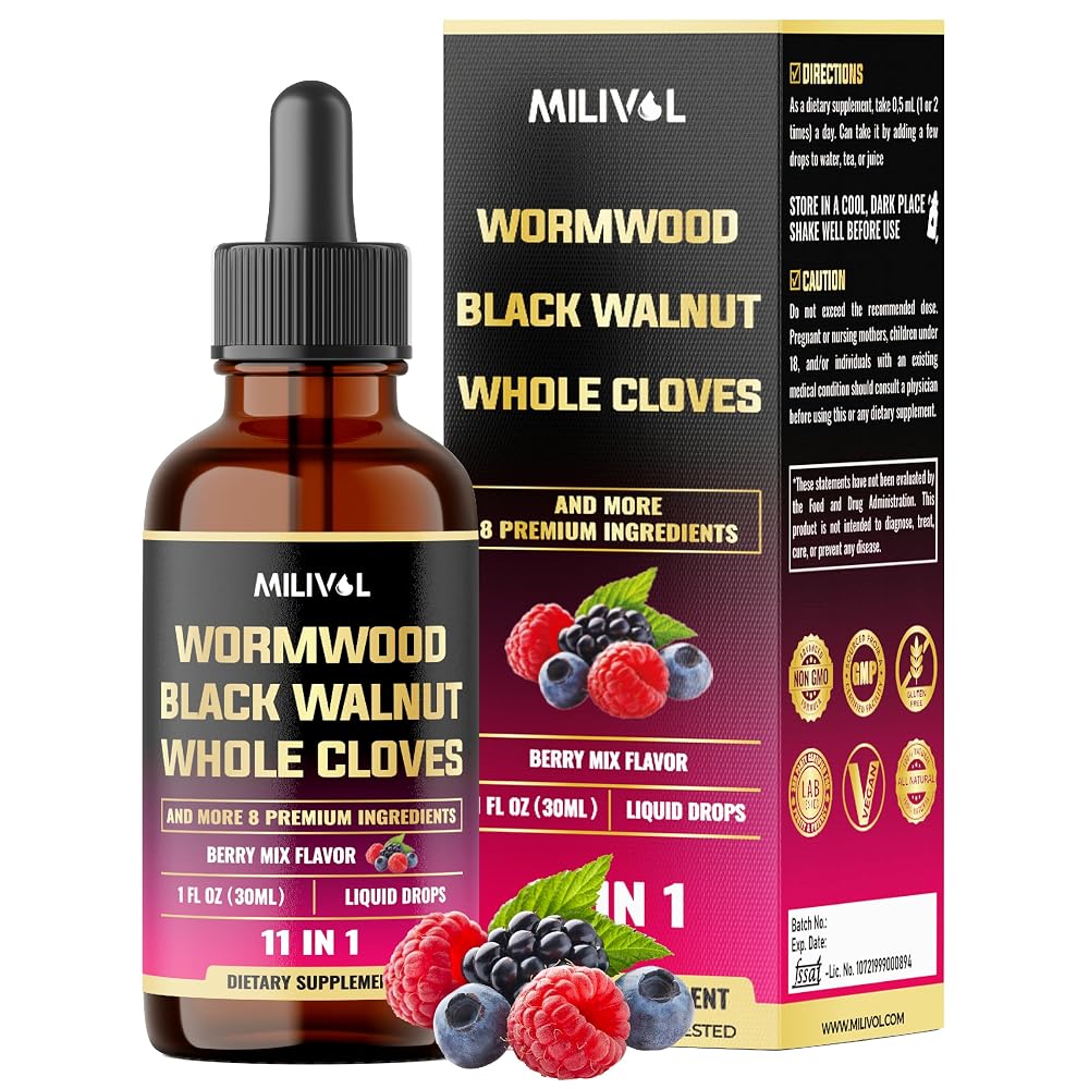 MILIVOL 11in1 Black Walnut Wormwood - Berry Mix Flavor - 1 Fl Oz