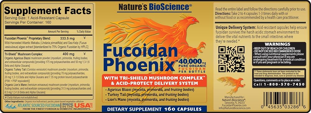 Nature's Bioscience Fucoidan Phoenix Advanced Mushroom - 480 Capsules - image 4