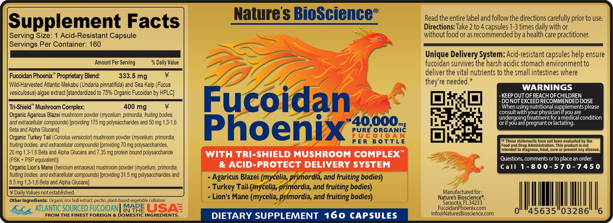 Nature's Bioscience Fucoidan Phoenix Advanced Mushroom - 160 Capsules - image 5