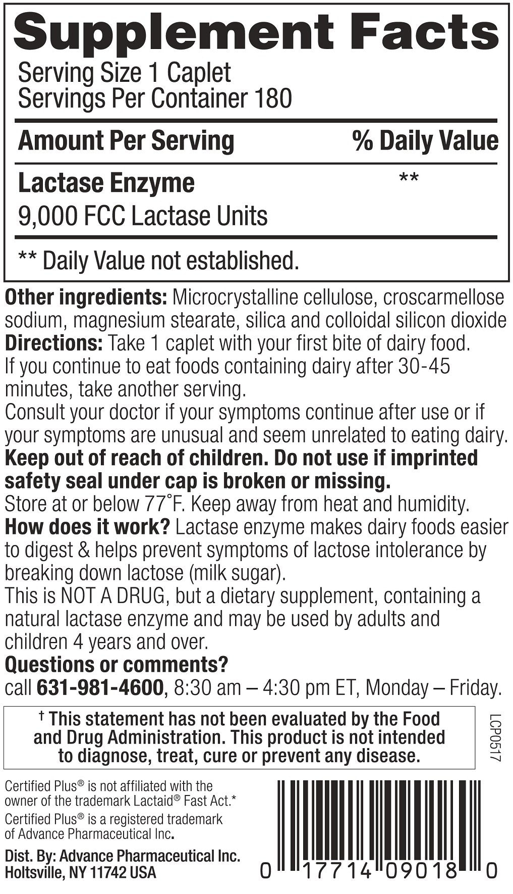 Certified Plus Lactase 9000 FCC Fast Act - 360 Caplets - image 2