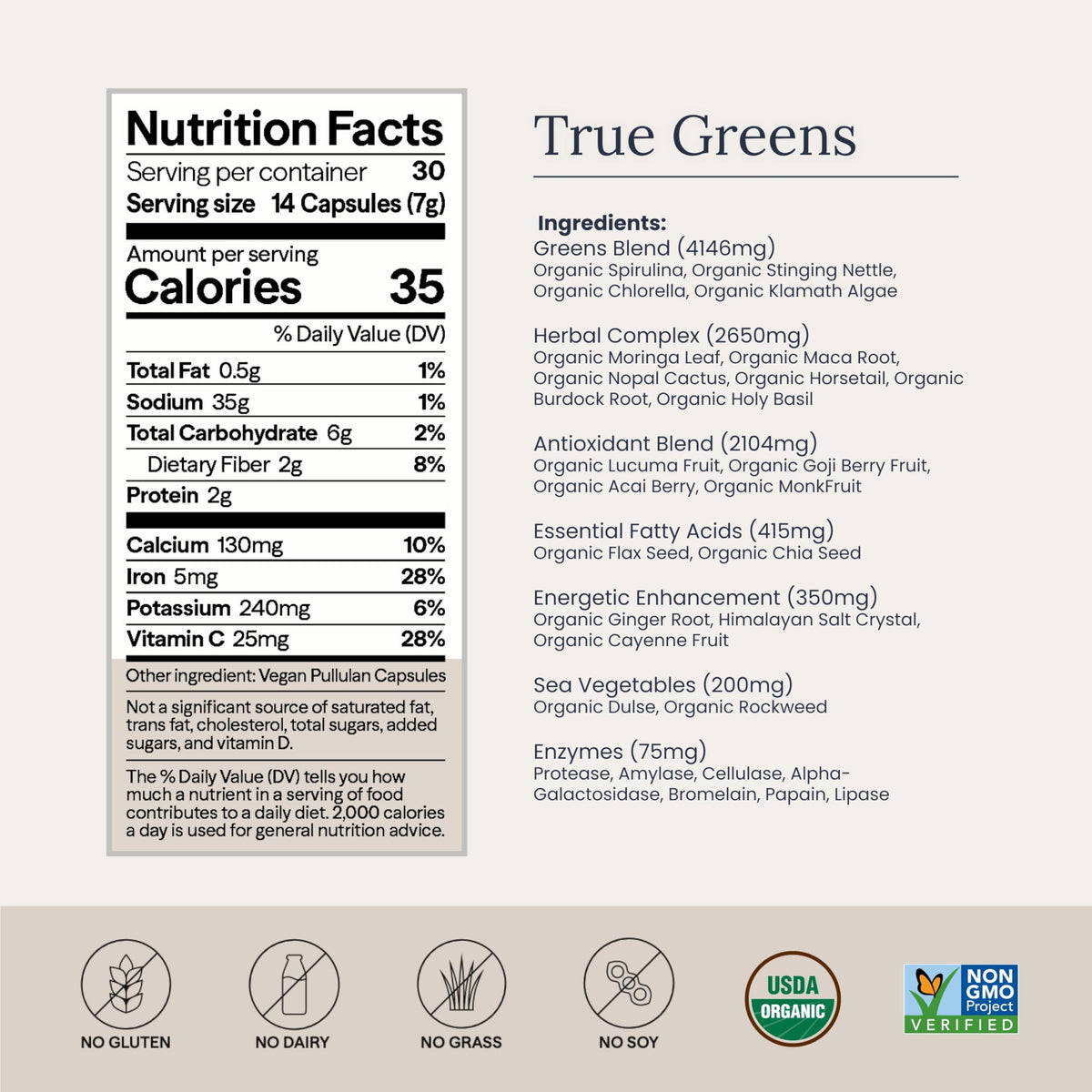 Infinity Wellness Greens Superfood Powder Supplement with Spirulina