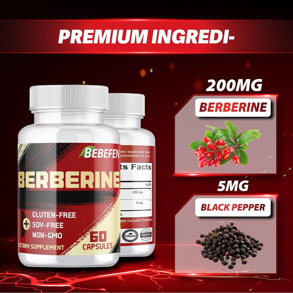 BEBEFEN Berberine HCL Supplement - 60 Capsules - image 5