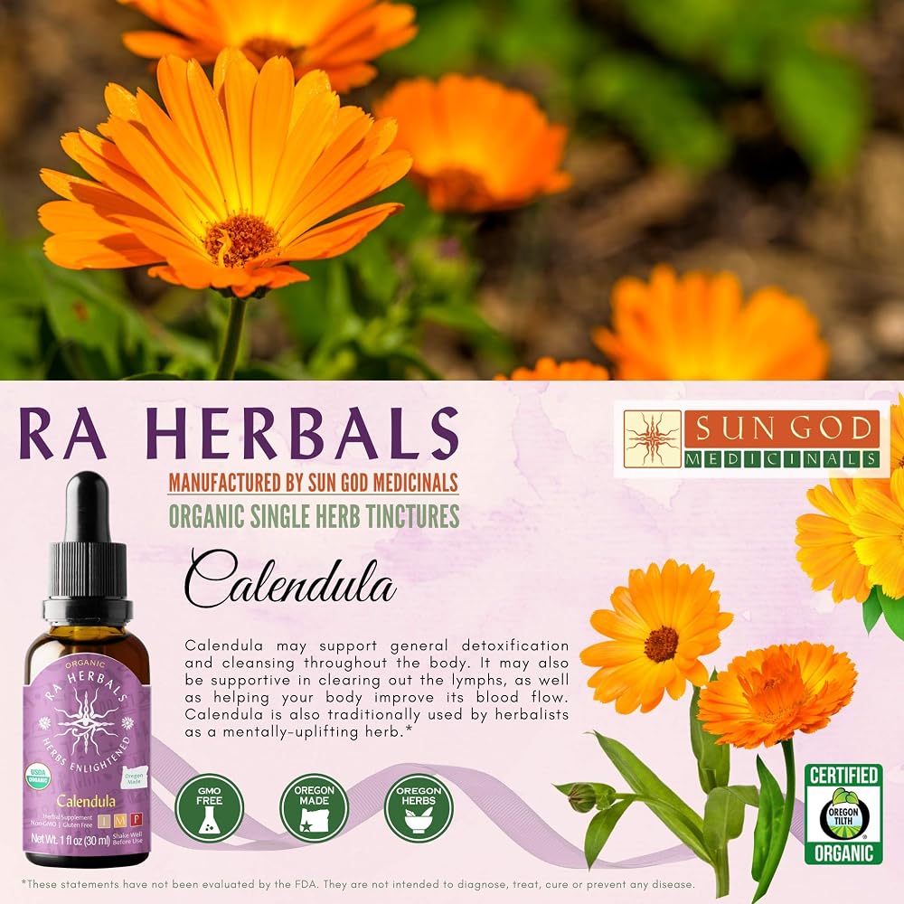 Sun God Medicinals Ra Herbals Organic Calendula Liquid Extract - 1 fl oz - image 3