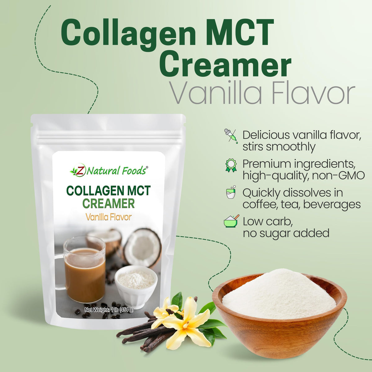 Z Natural Foods Collagen MCT Oil Creamer Powder - Keto & Paleo