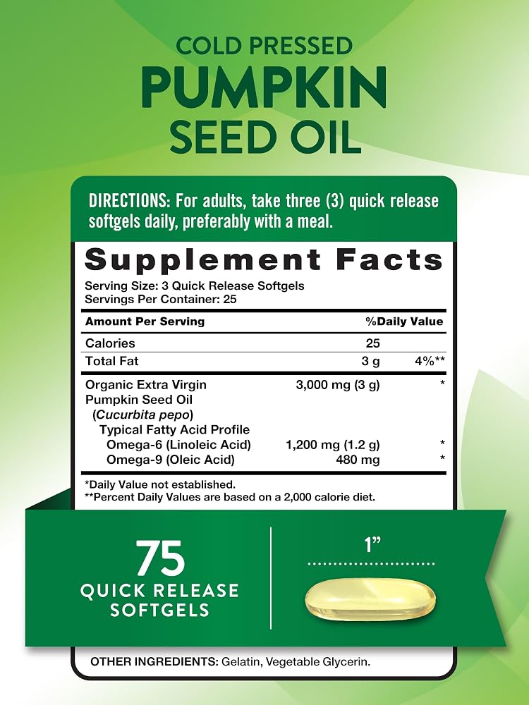 Nature's Truth Pumpkin Seed Oil 3000mg - 75 Softgels - image 2