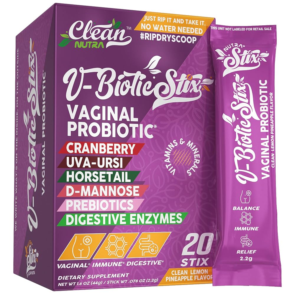 Clean Nutraceuticals Vaginal Probiotics with Cranberry & D-Mannose - 20 Stix
