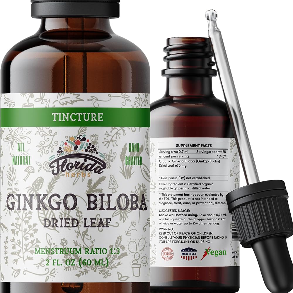 Florida Herbs Ginkgo Biloba Tincture Organic Extract - 2 Fl Oz