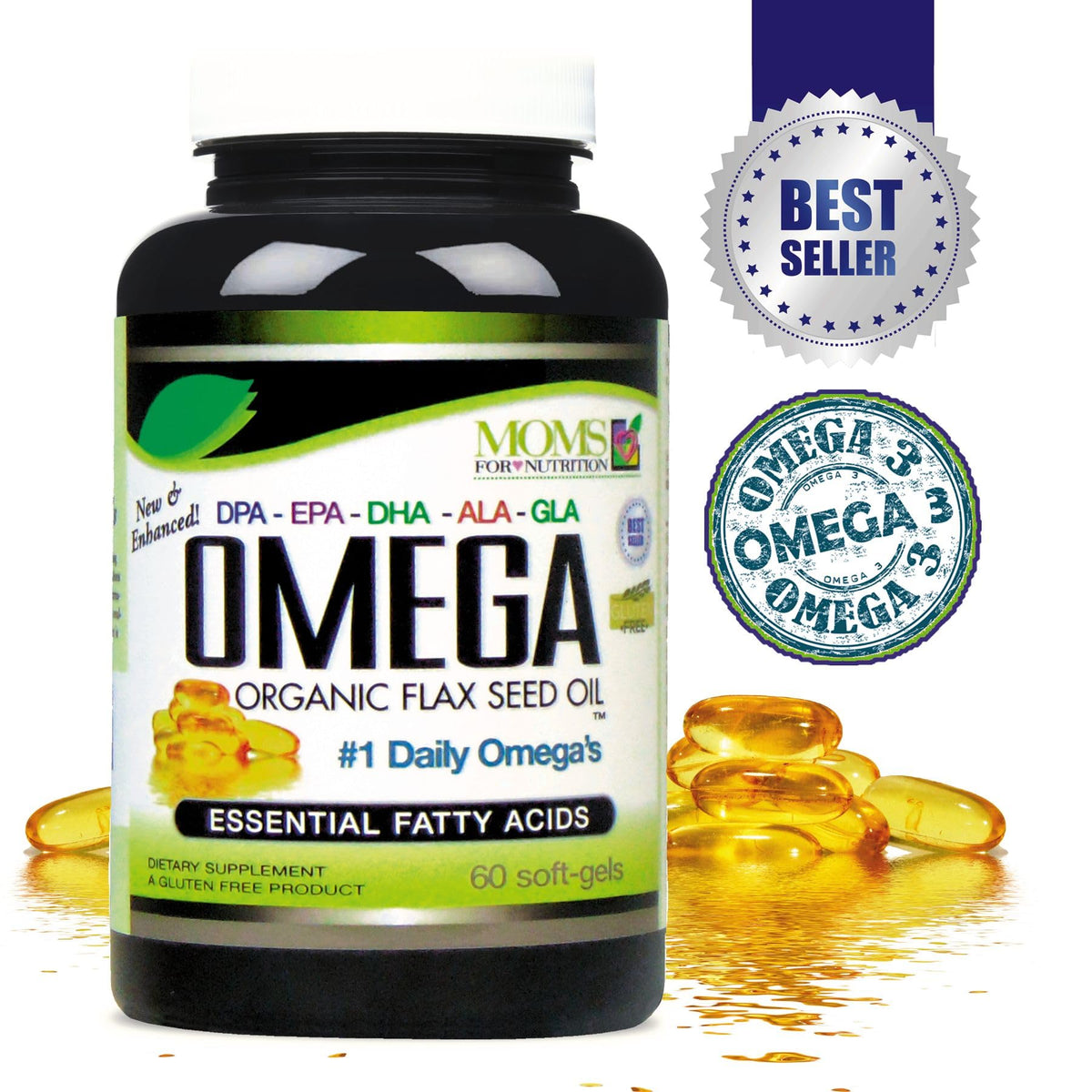 Moms For Nutrition Omega 3-6-9 Blend with Fish Oil - 60 Softgels - image 3