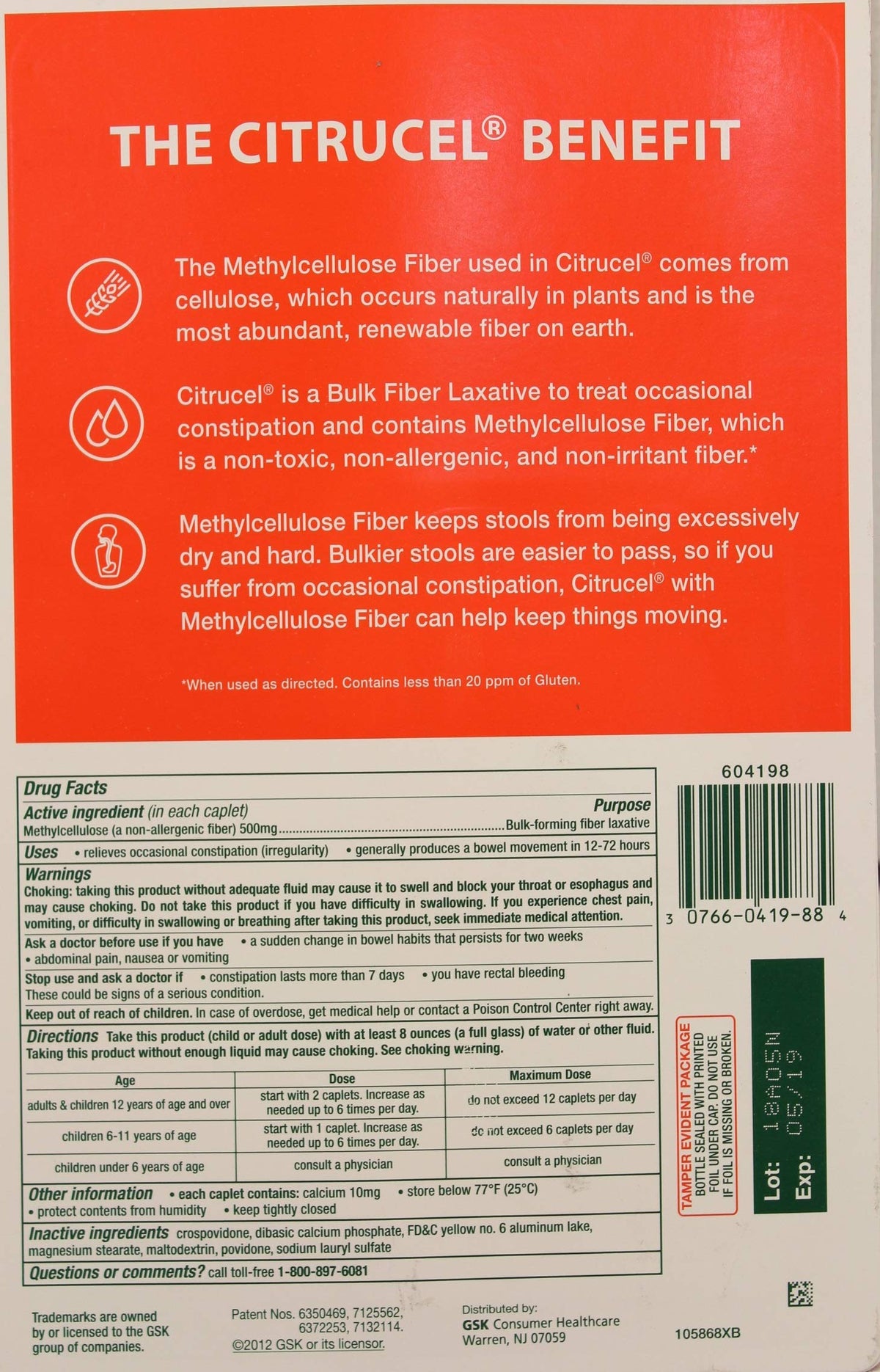 Citrucel Methylcellulose Fiber Therapy for Irregularity - 240 Caplets - image 2