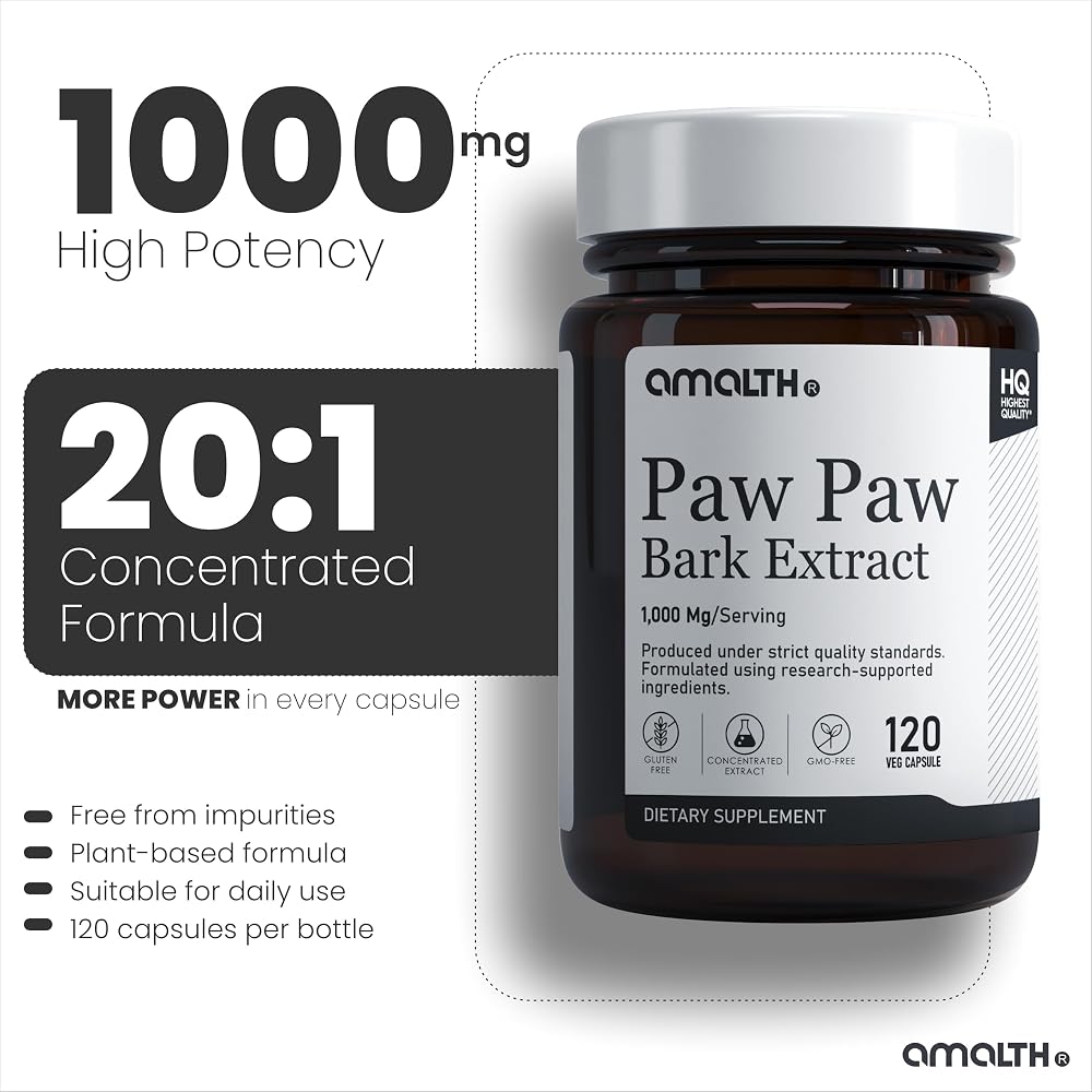 AMALTH Paw Paw Extract 1000 mg 20:1 - 120 Capsules - image 3