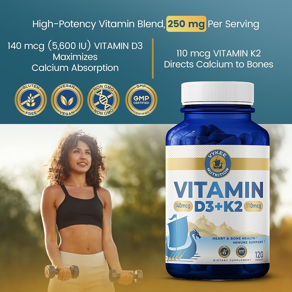 Vykee Nutrition Vitamin D3 K2 Complex - 120 Caplets - image 4