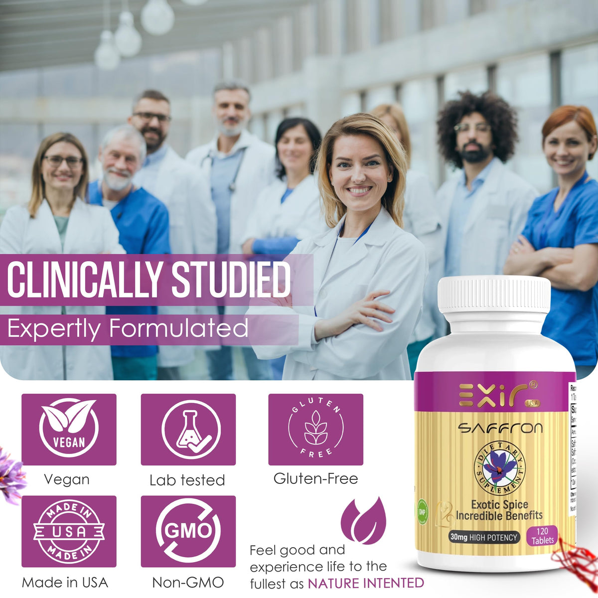 EXIR Saffron Supplement Eye & Mood Support - 120 Tablets - image 6