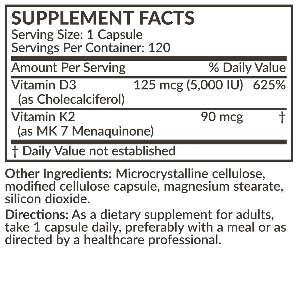 Futurebiotics Vitamin K2 (MK7) with D3 Supplement - Bone and Heart
