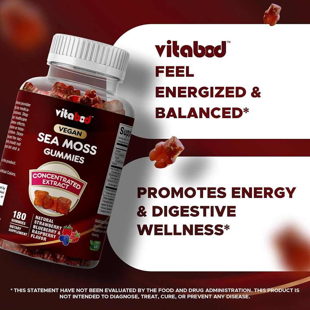Vitabod Sea Moss Gummies with Bladderwrack & Burdock - 180 Gummies - image 6