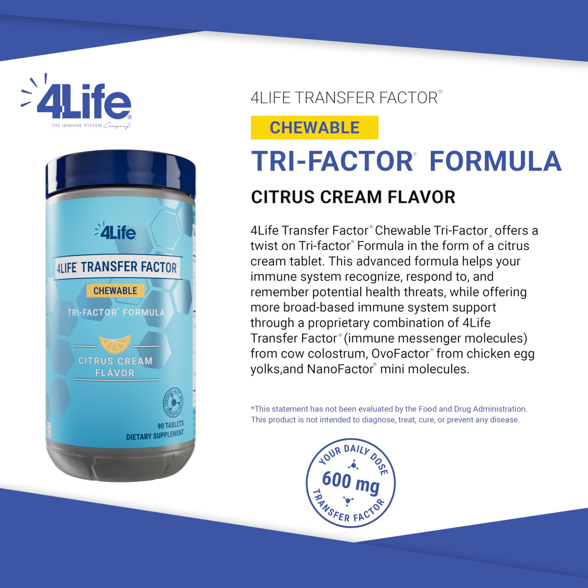 4Life Transfer Factor Chewable Immune Support - 90 Tablets - image 2
