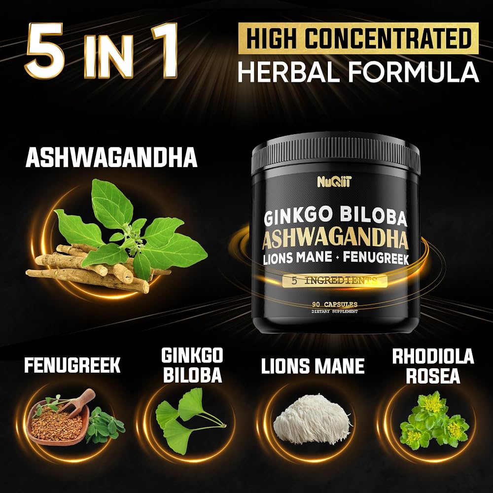 NUQIIT Ashwagandha Capsules with Fenugreek & Ginkgo - 90 Capsules - image 3