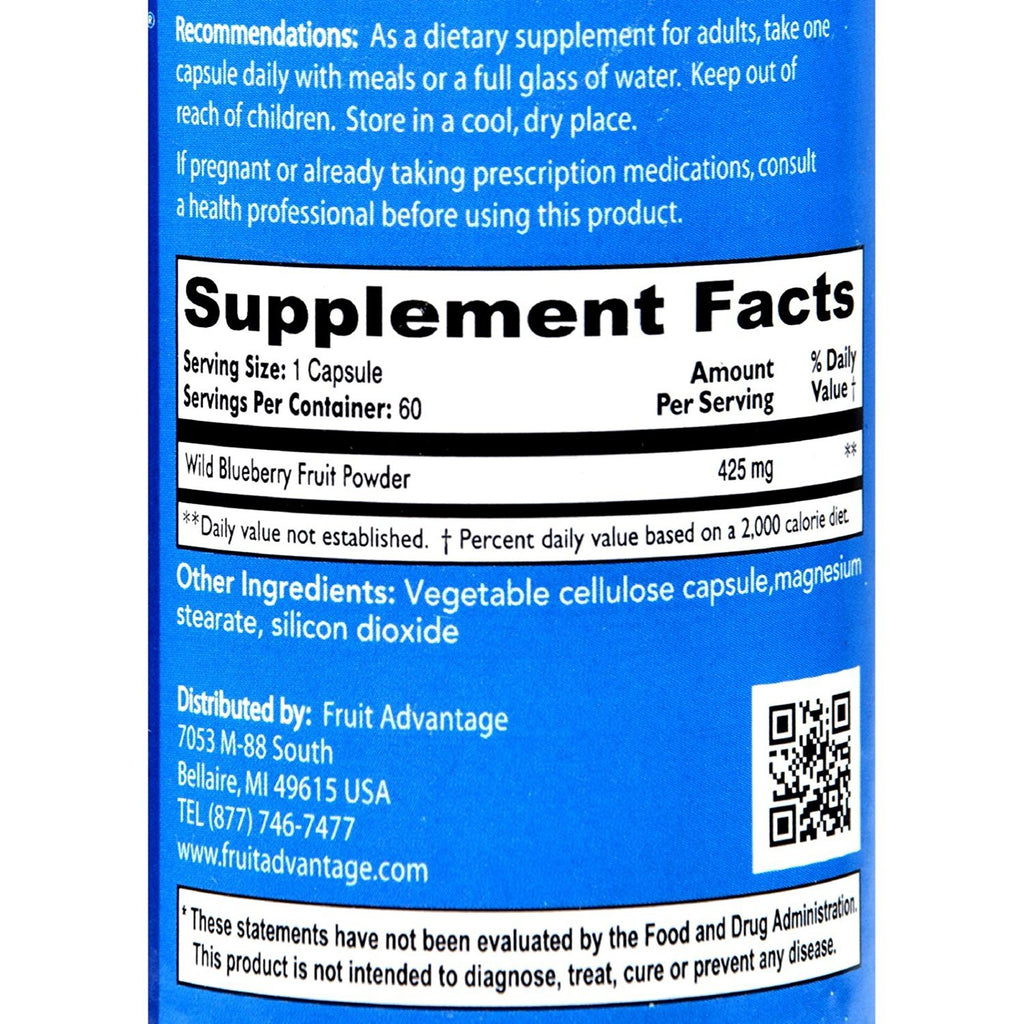 Fruit Advantage Wild Blueberry Dietary Supplement: 60 Vegetarian