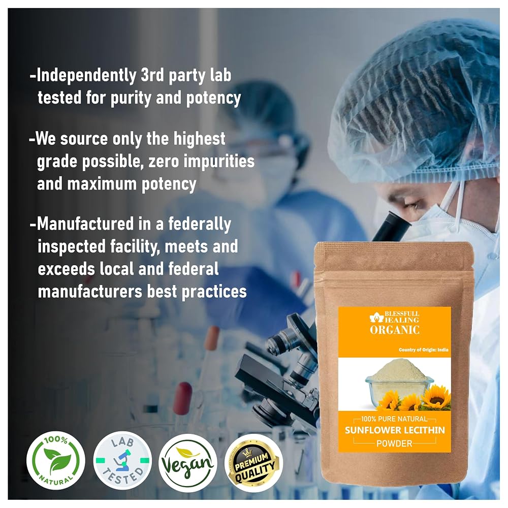 Blessfull Healing Organic Sunflower Lecithin Powder 100% Pure Natural