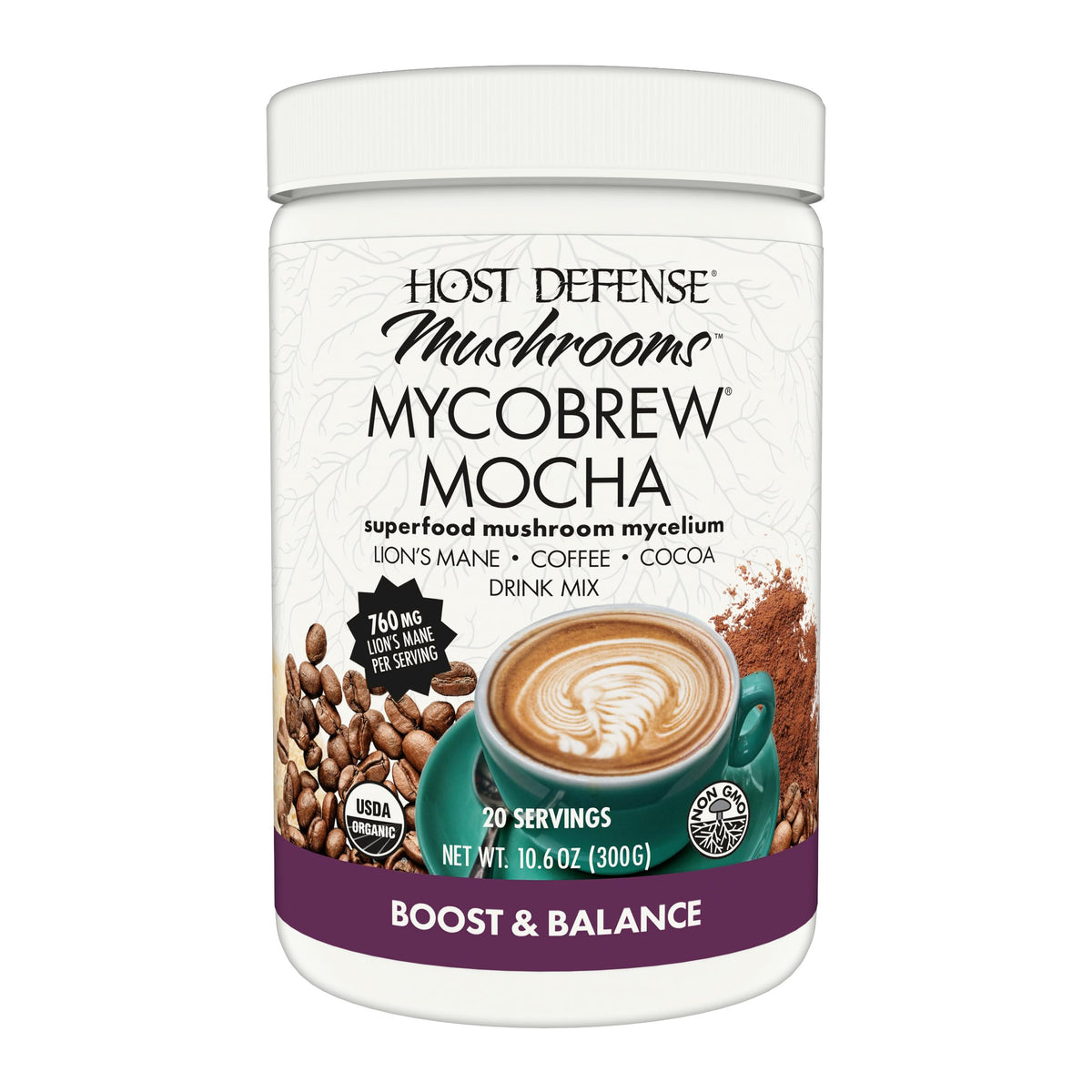 Host Defense MycoBrew Mocha Drink Mix - Mocha Powder with Lion's Mane